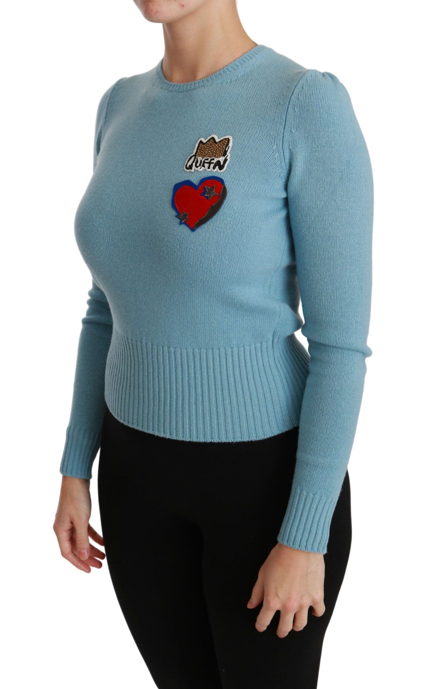 Dolce &amp; Gabbana Blauer Queen-Herz-Pullover aus Wolle