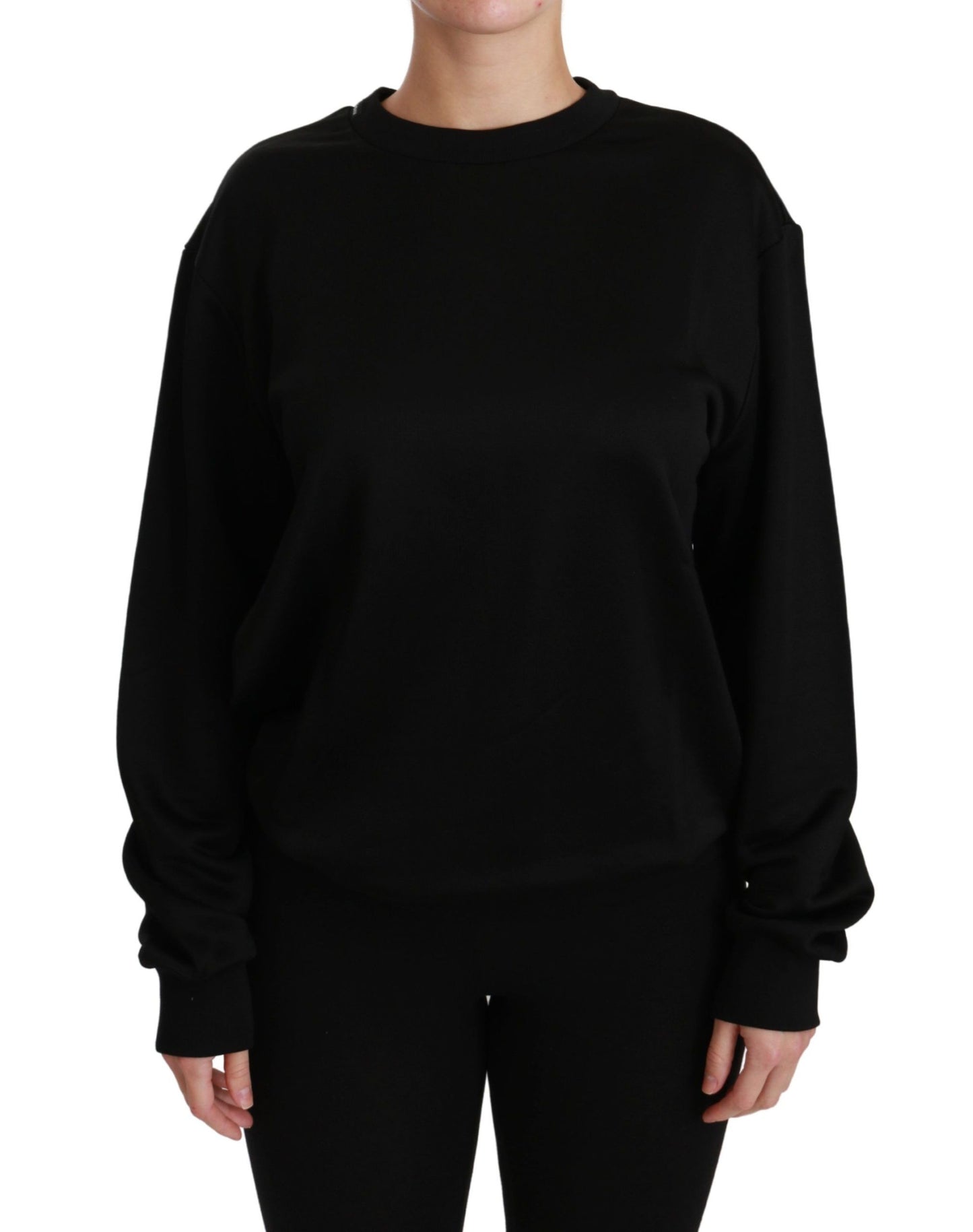 Dolce &amp; Gabbana Schwarzer Baumwollpullover mit Rundhalsausschnitt