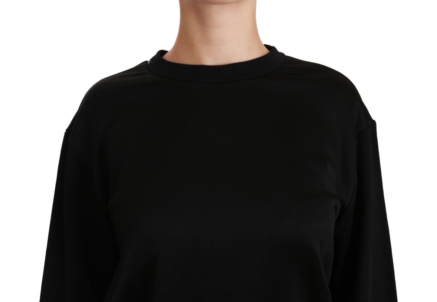 Dolce &amp; Gabbana Schwarzer Baumwollpullover mit Rundhalsausschnitt