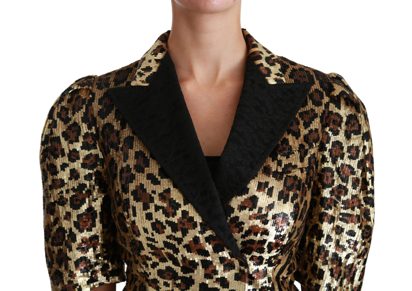 Dolce &amp; Gabbana Blazer Veste à paillettes léopard doré