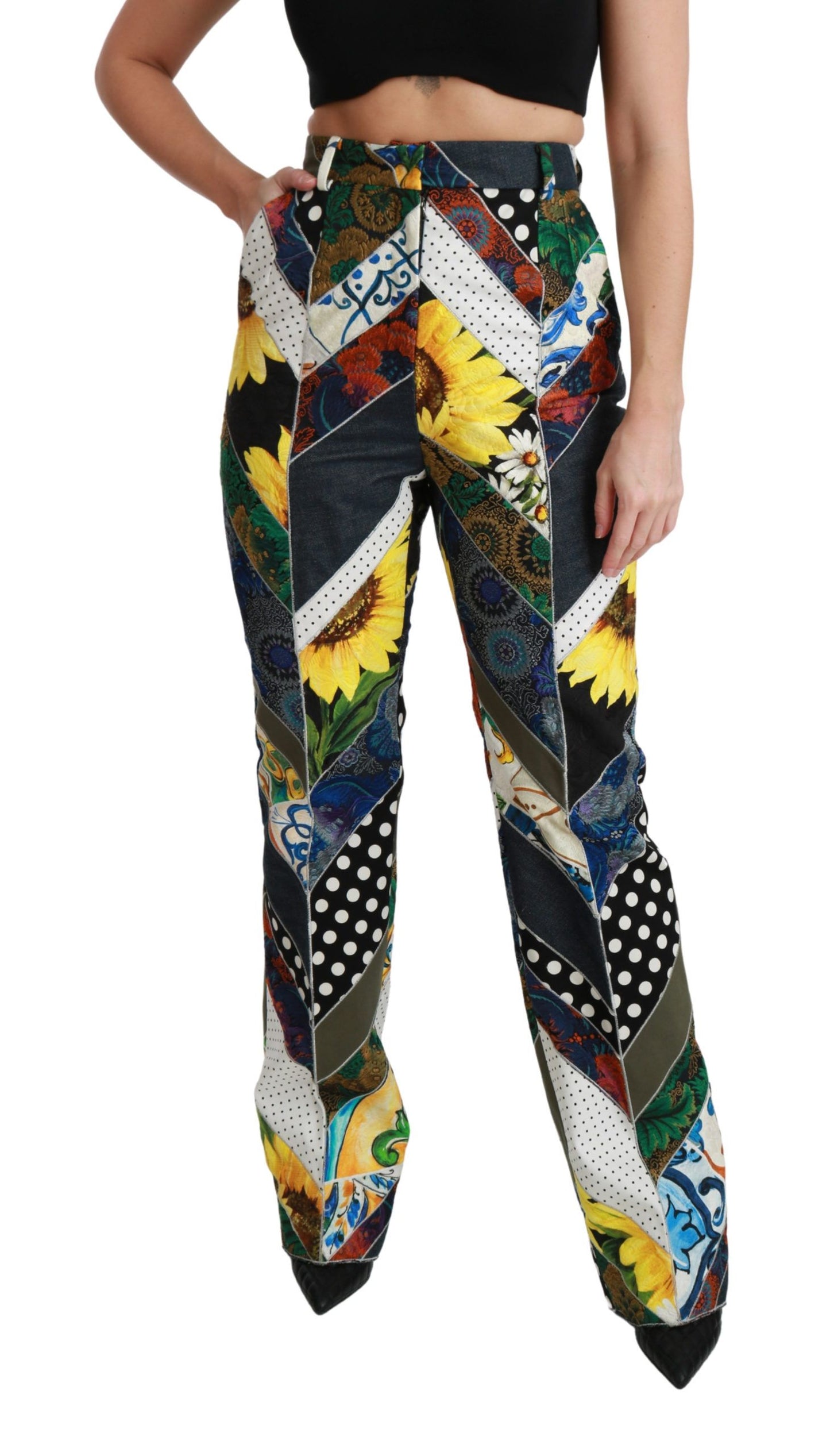 Dolce &amp; Gabbana Pantalon droit taille haute imprimé multicolore