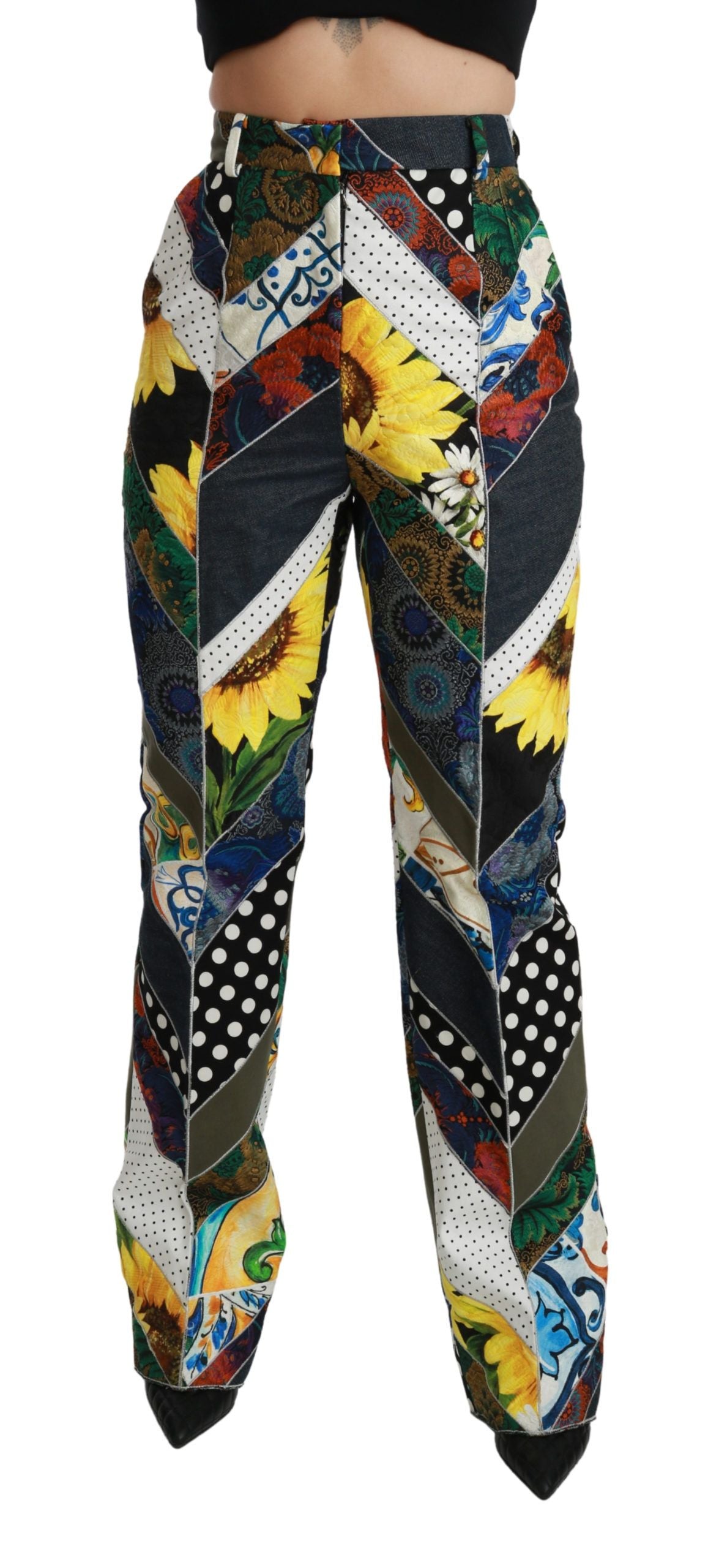 Dolce &amp; Gabbana Pantalon droit taille haute imprimé multicolore