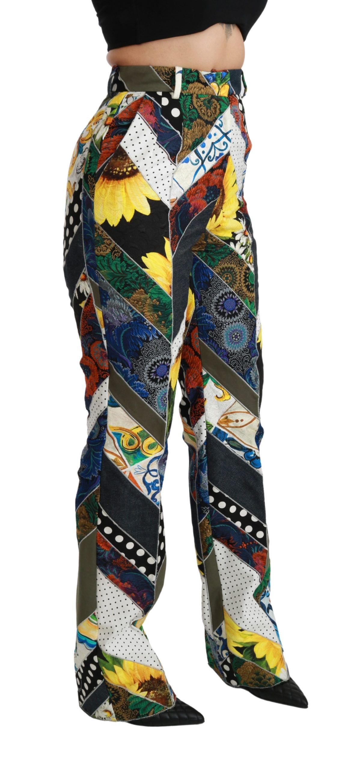 Dolce &amp; Gabbana Pantalon droit taille haute imprimé multicolore