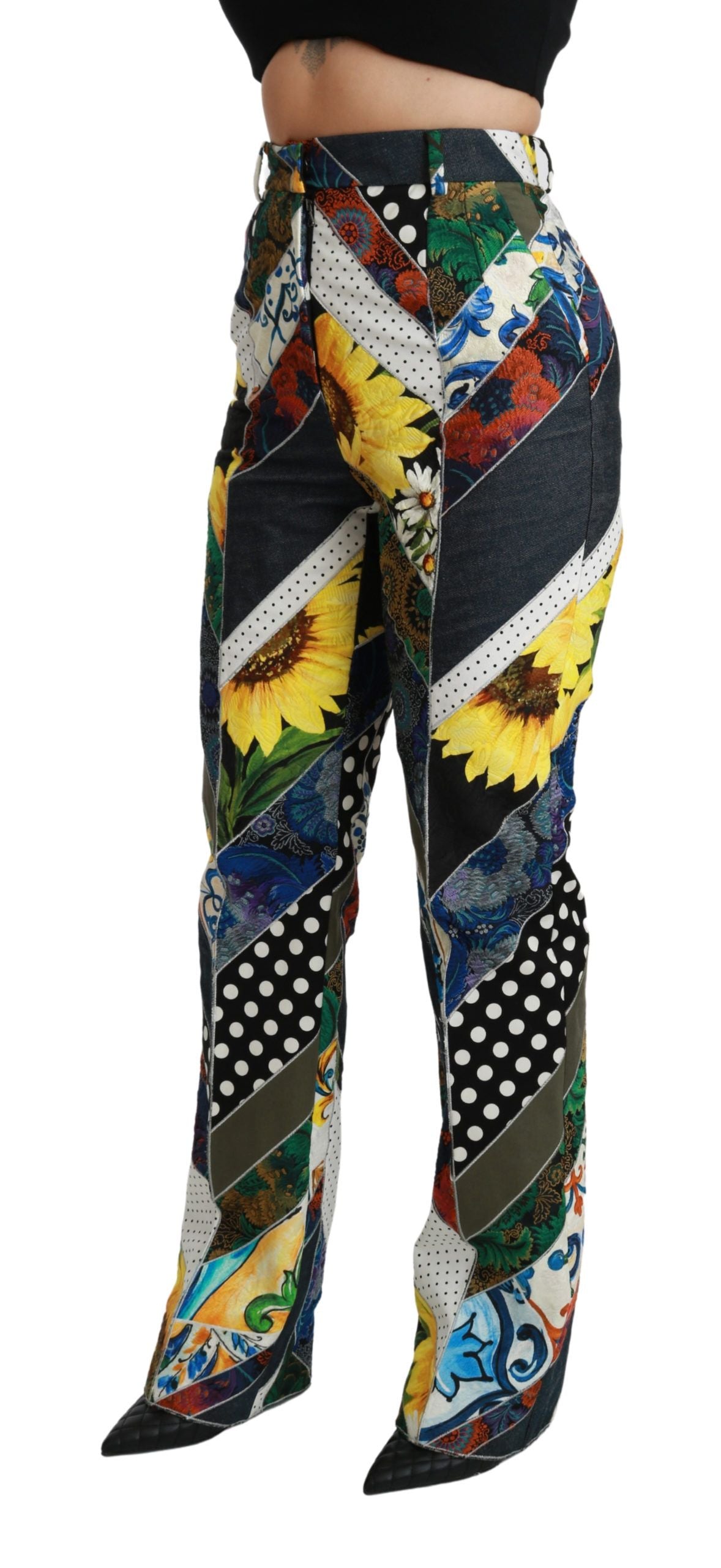 Dolce &amp; Gabbana Pantalon droit taille haute imprimé multicolore