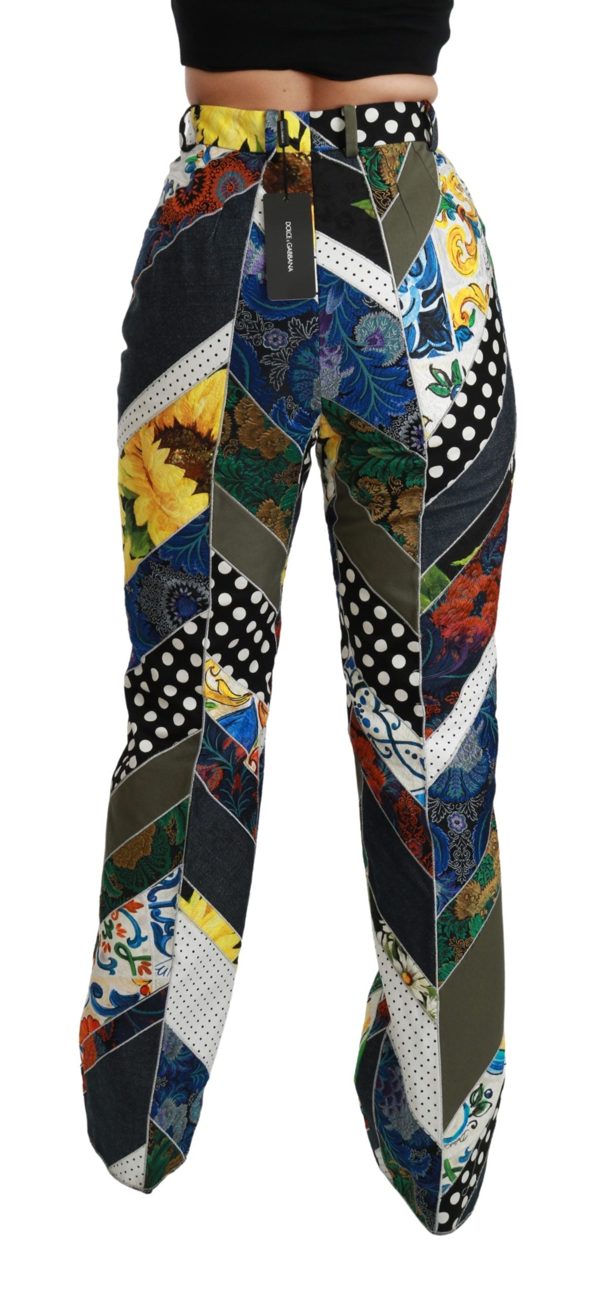 Dolce &amp; Gabbana Pantalon droit taille haute imprimé multicolore