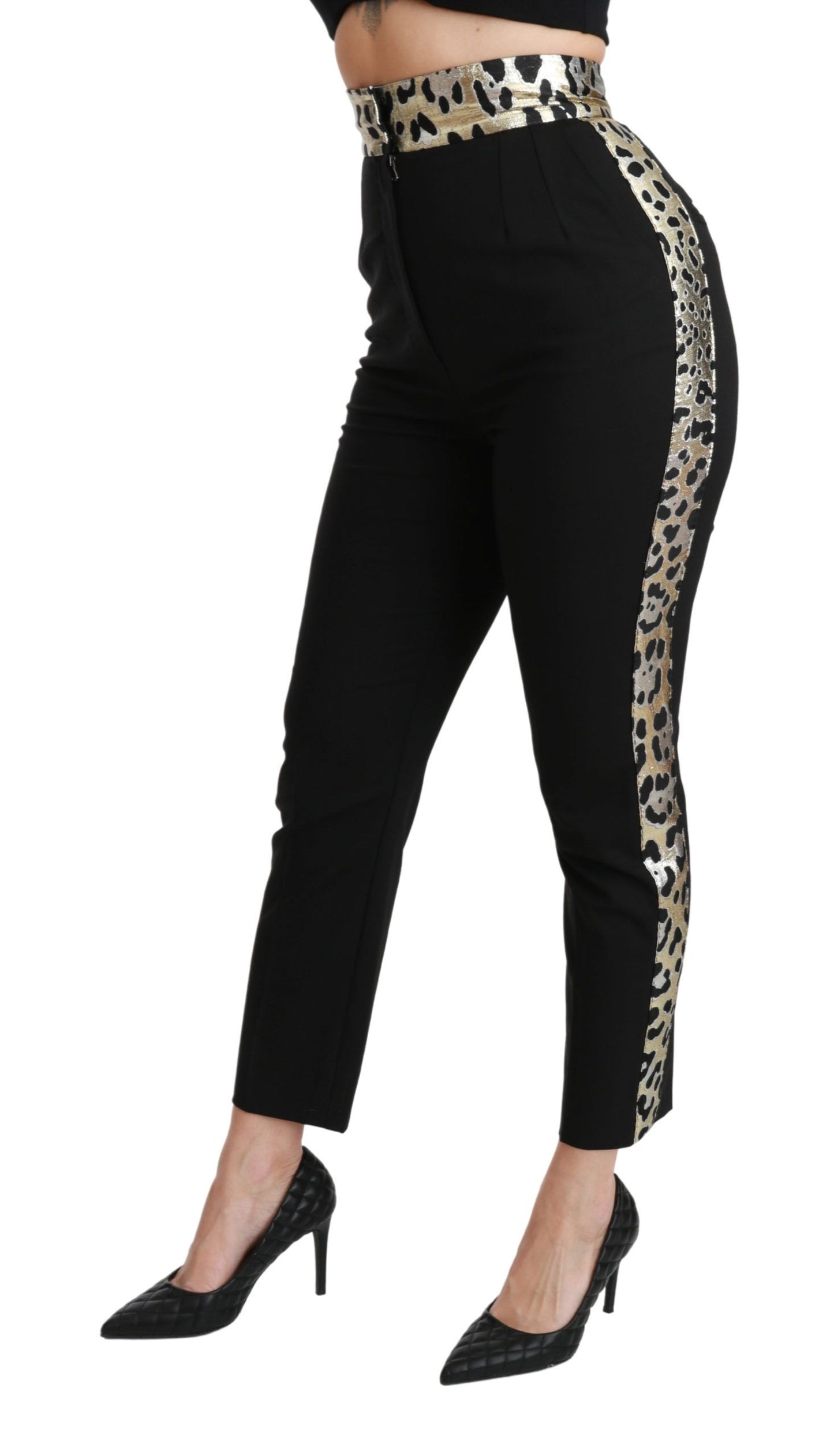 Dolce &amp; Gabbana Pantalon skinny court en laine taille haute noir