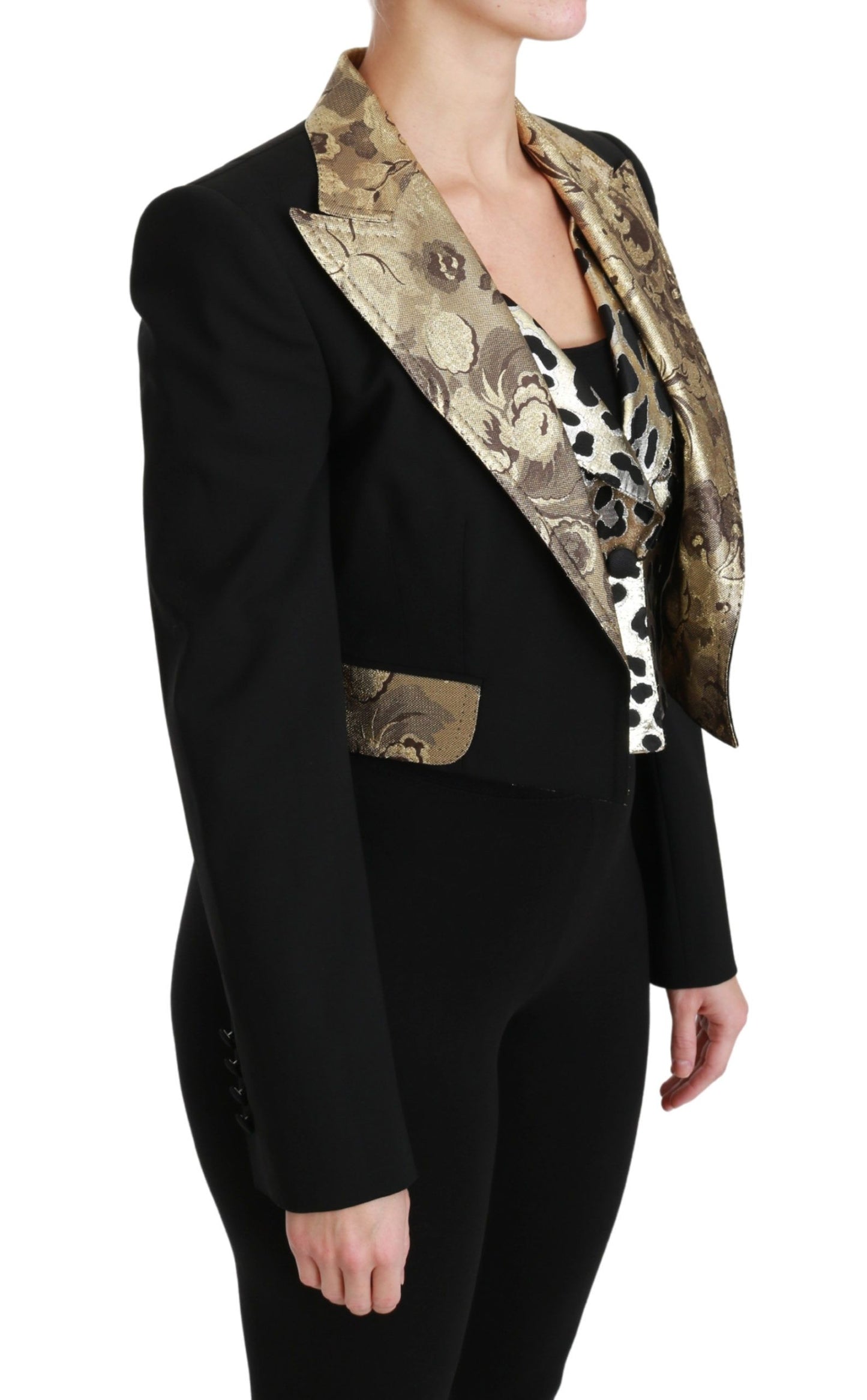 Dolce &amp; Gabbana Gilet Jacquard Noir Blazer Manteau Veste En Laine