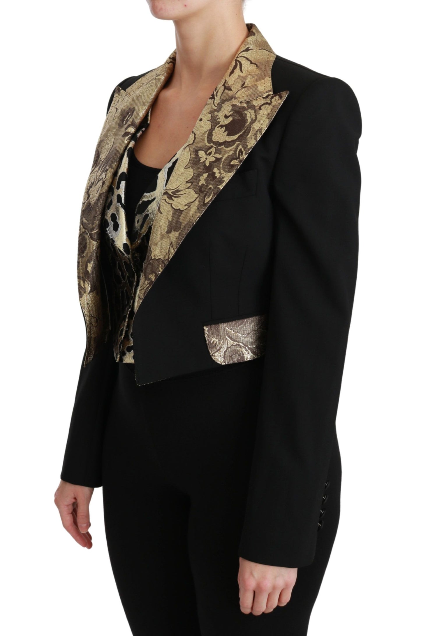 Dolce &amp; Gabbana Gilet Jacquard Noir Blazer Manteau Veste En Laine