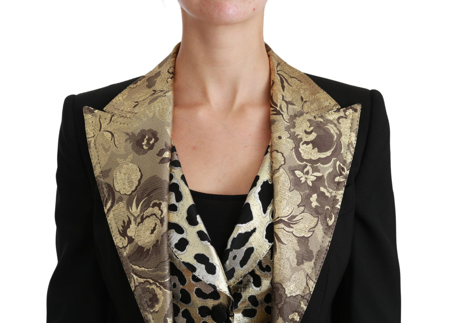 Dolce &amp; Gabbana Gilet Jacquard Noir Blazer Manteau Veste En Laine