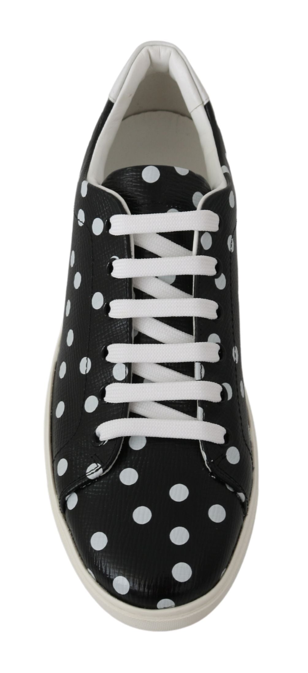 Dolce &amp; Gabbana Schwarze Leder-Sneakers mit Polka Dots