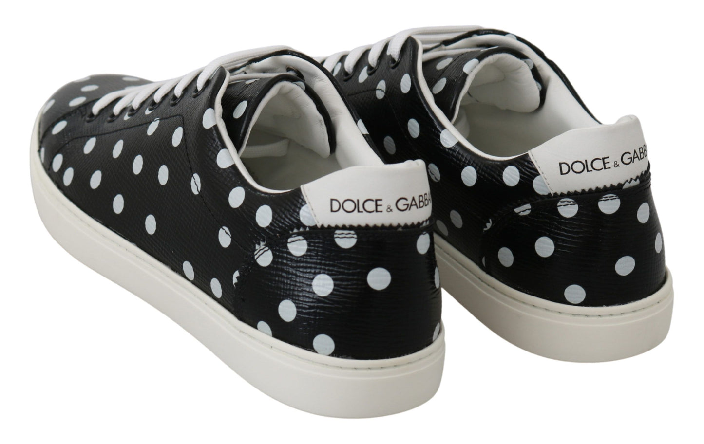 Dolce &amp; Gabbana Schwarze Leder-Sneakers mit Polka Dots