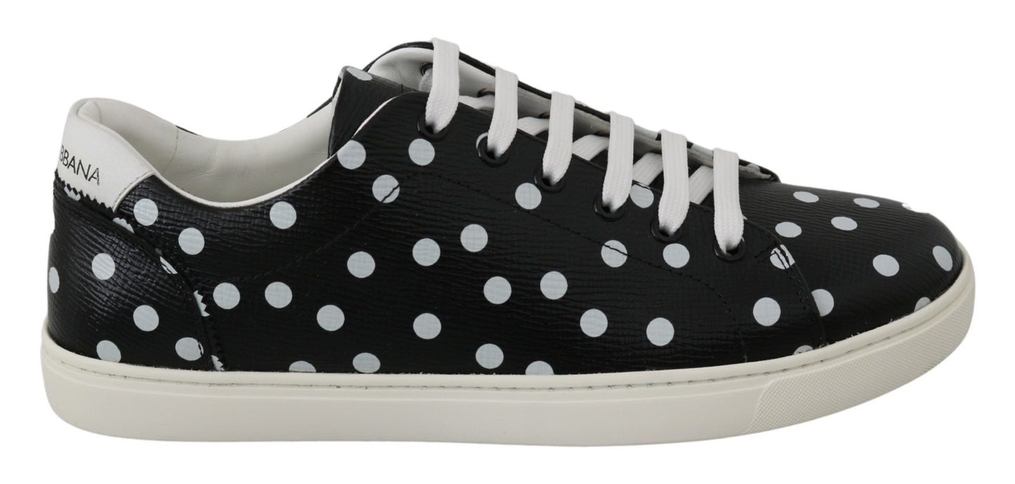 Dolce &amp; Gabbana Schwarze Leder-Sneakers mit Polka Dots