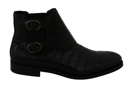 Dolce &amp; Gabbana Chaussures Derby en cuir de crocodile noir