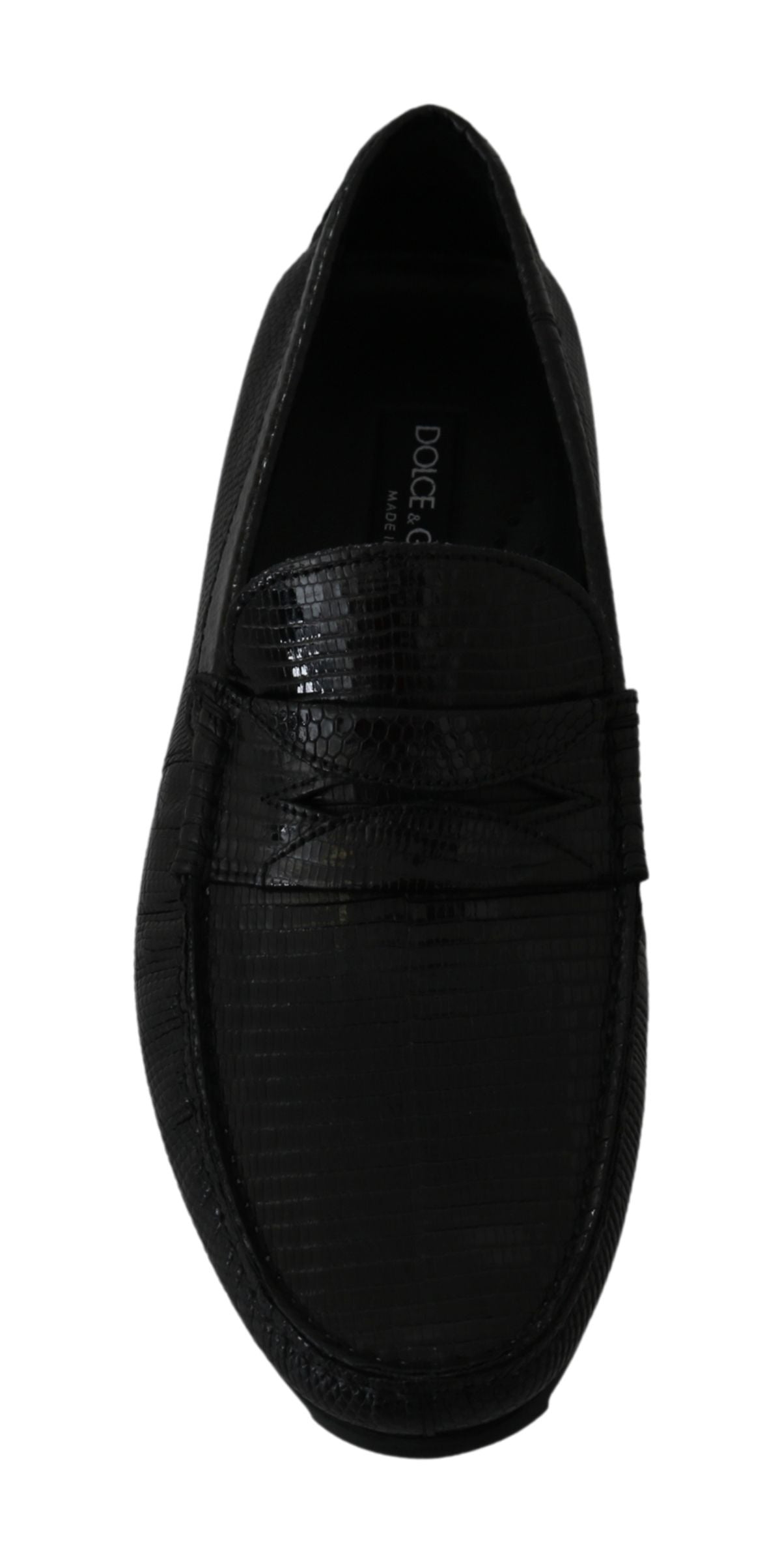 Dolce &amp; Gabbana Mocassins plats en cuir lézard noir