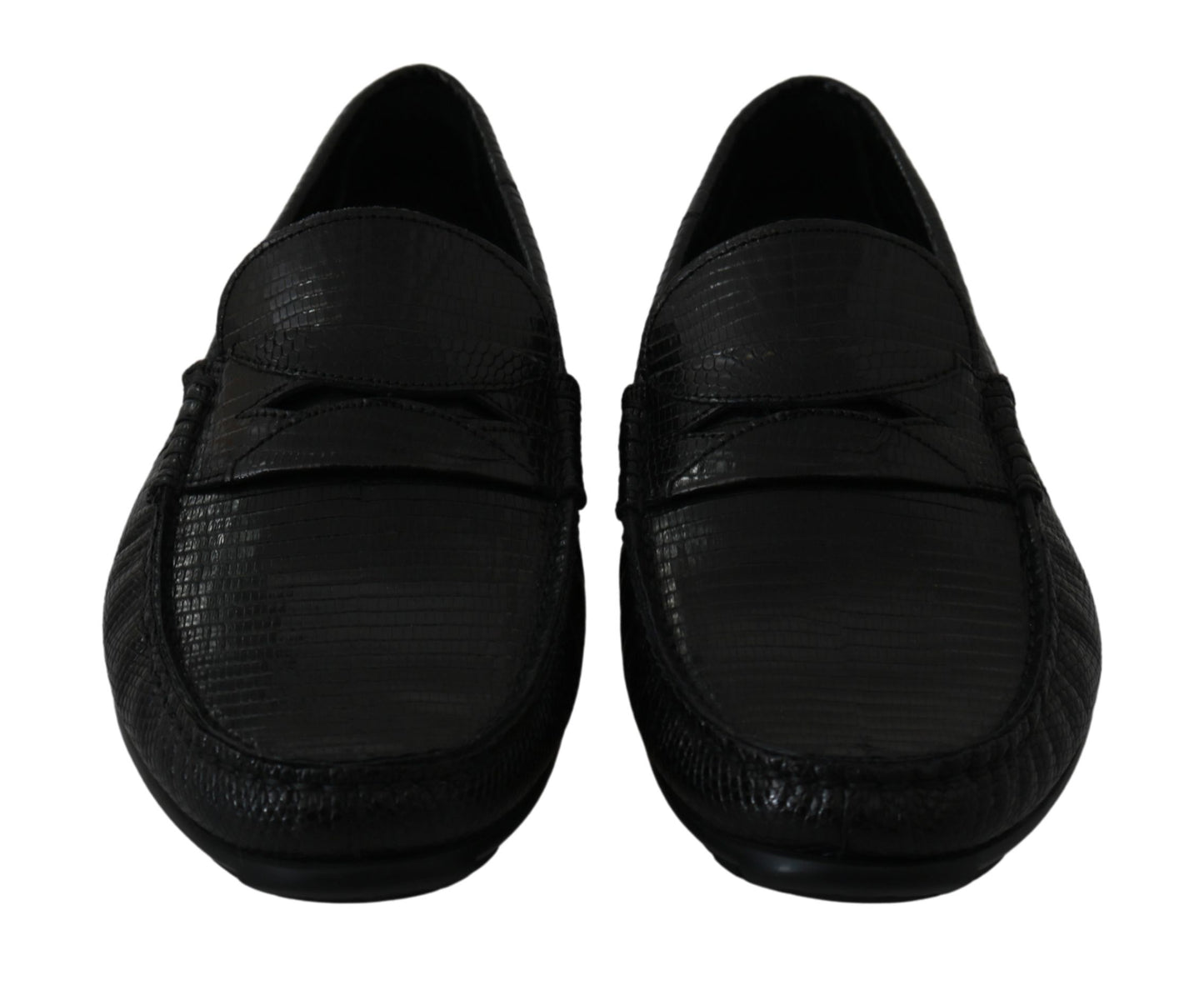 Dolce &amp; Gabbana Mocassins plats en cuir lézard noir