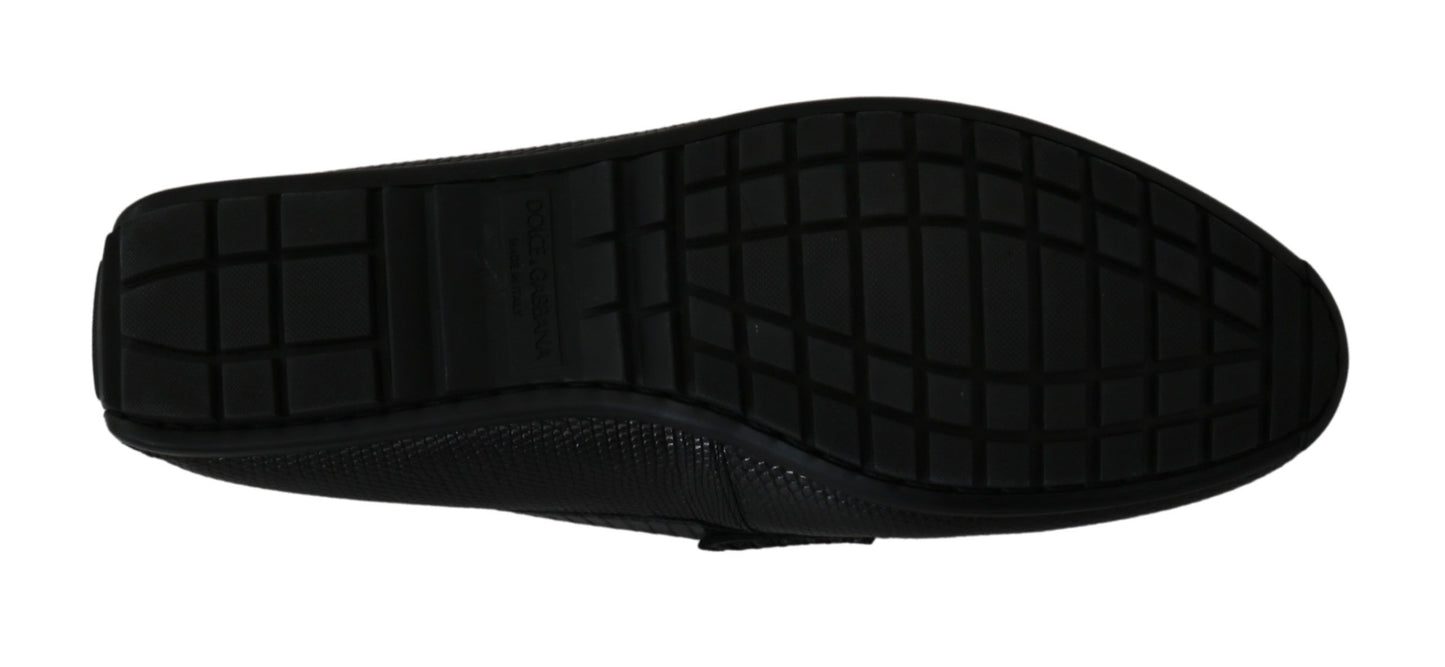 Dolce &amp; Gabbana Mocassins plats en cuir lézard noir