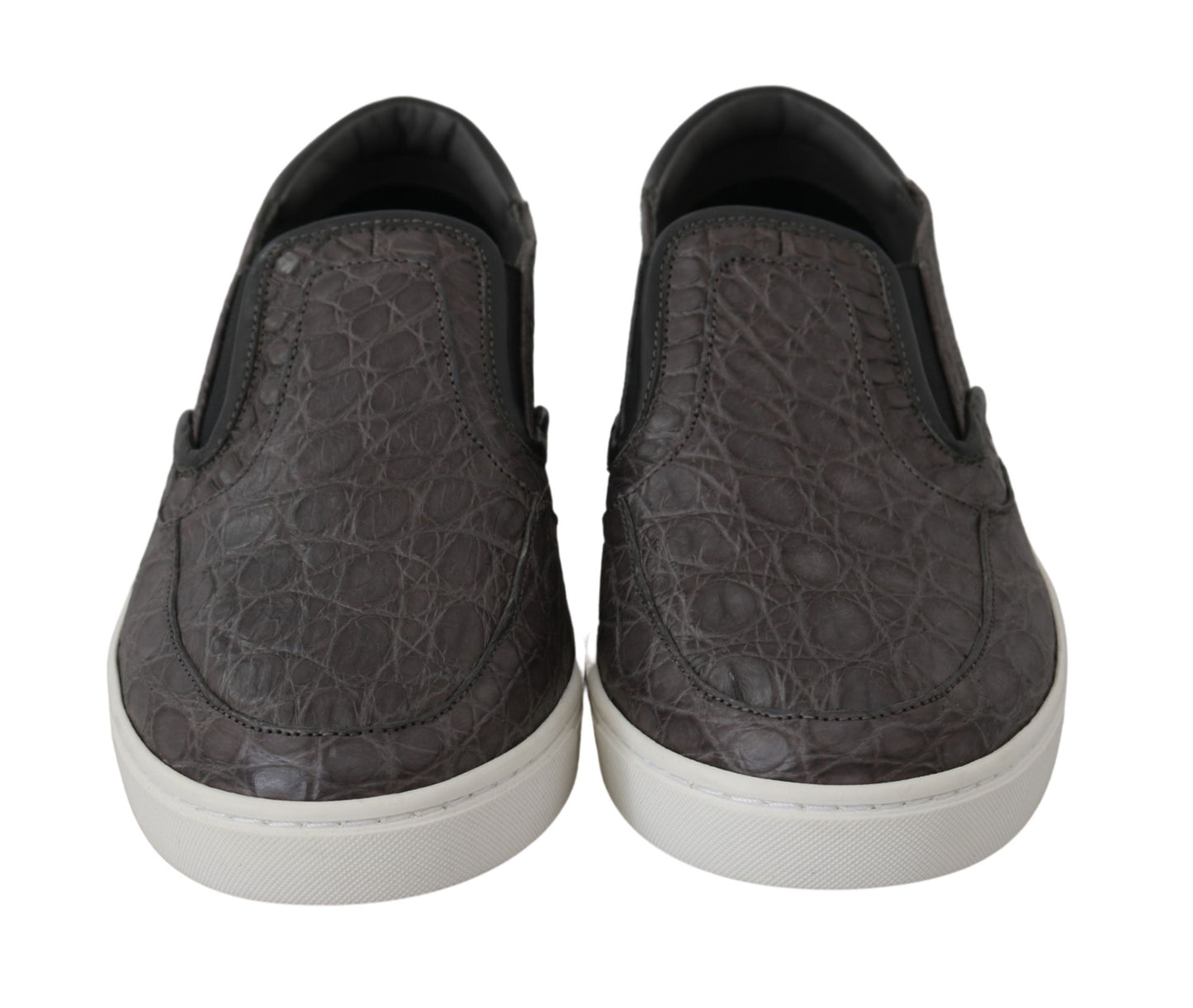 Flache Caiman-Herren-Loaferschuhe aus grauem Leder von Dolce &amp; Gabbana