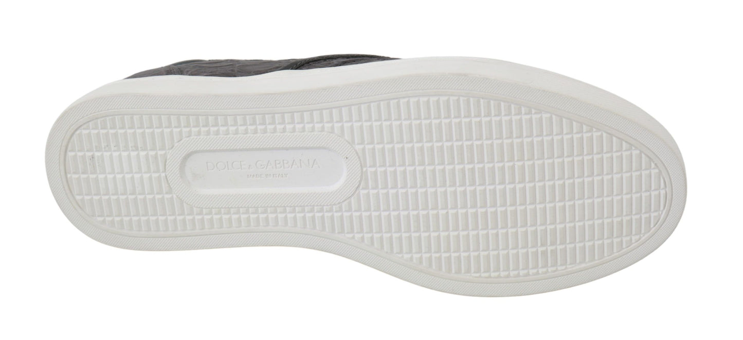 Dolce &amp; Gabbana Mocassins plats en cuir gris Caiman pour hommes