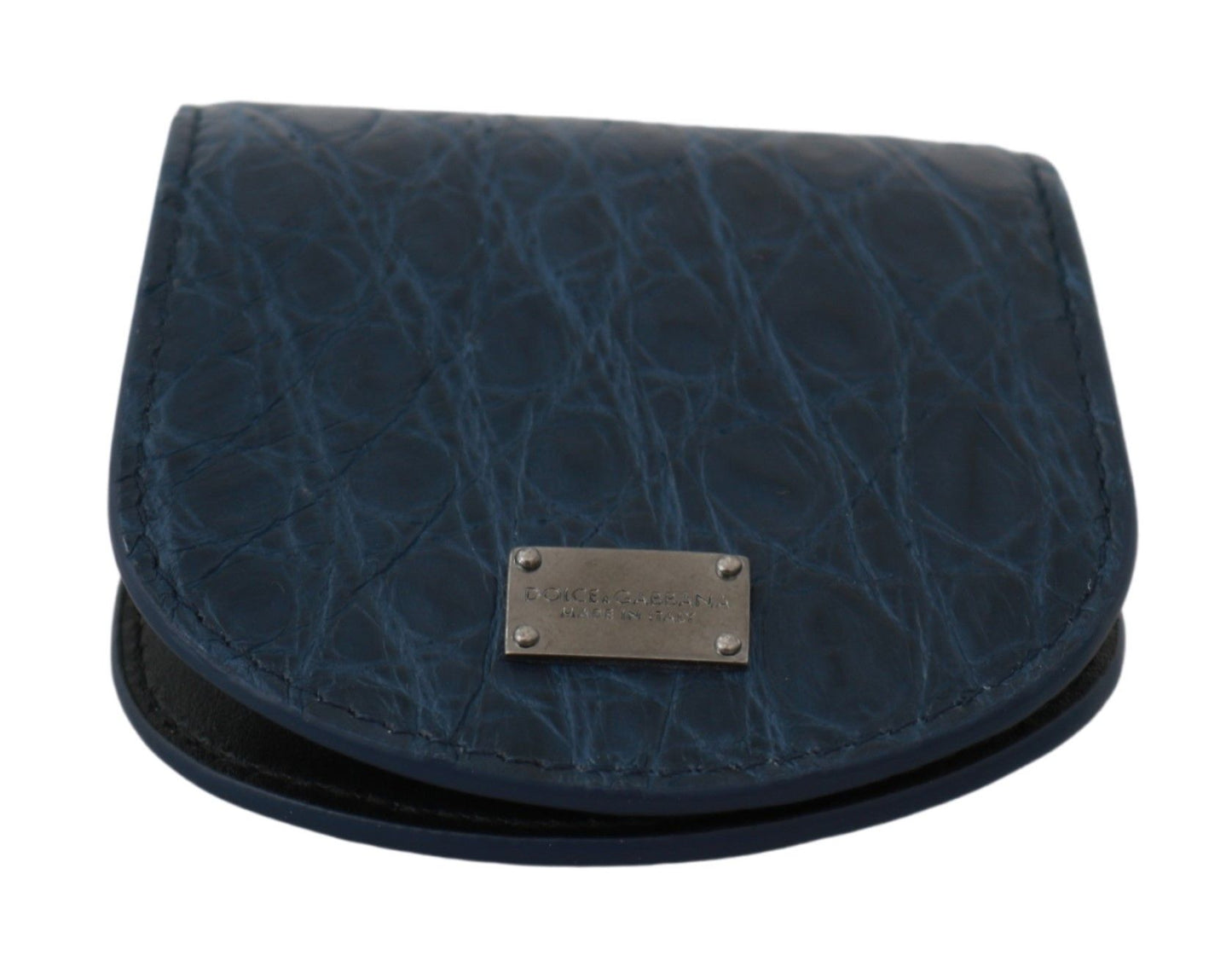 Dolce & Gabbana Elegant Blue Caimano Leather Condom Case Wallet