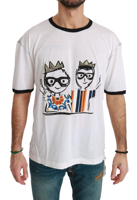 Dolce &amp; Gabbana T-shirt en coton blanc imprimé #dgfamily pour hommes