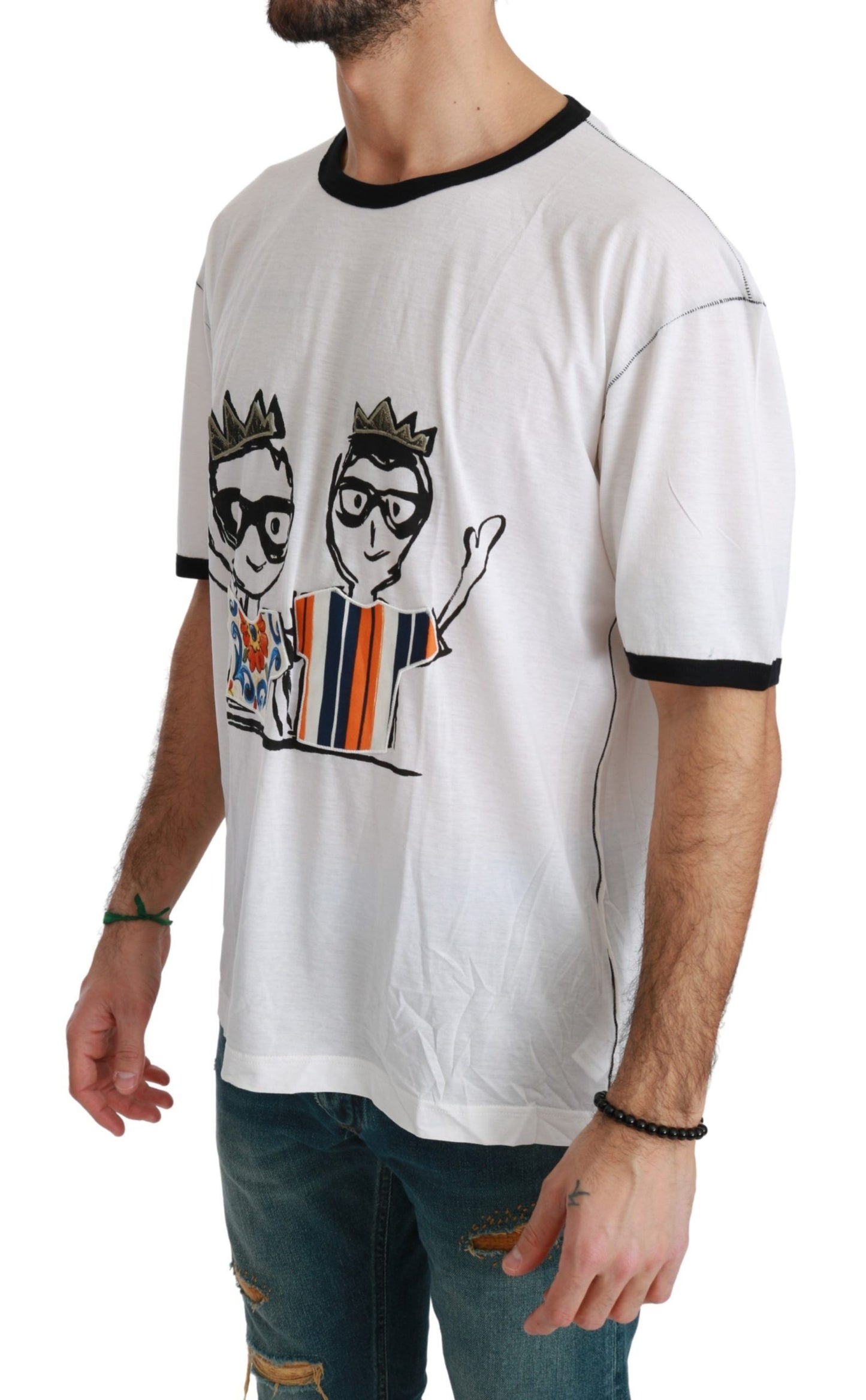 Dolce &amp; Gabbana T-shirt en coton blanc imprimé #dgfamily pour hommes