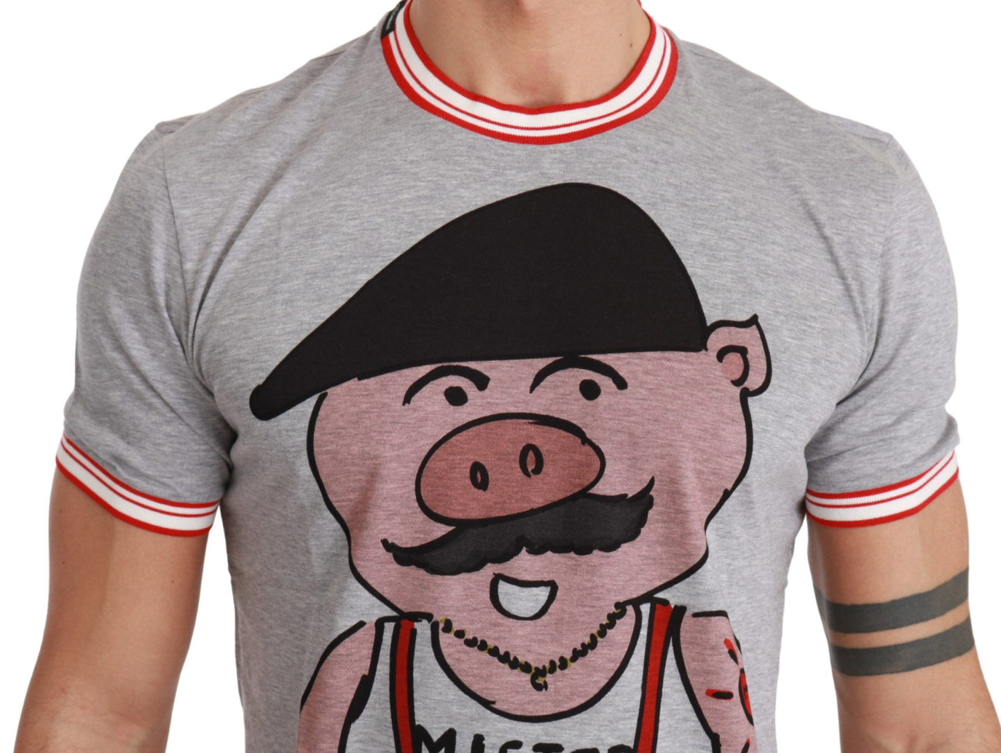 Dolce &amp; Gabbana Haut en coton gris T-shirt Année du Cochon 2019