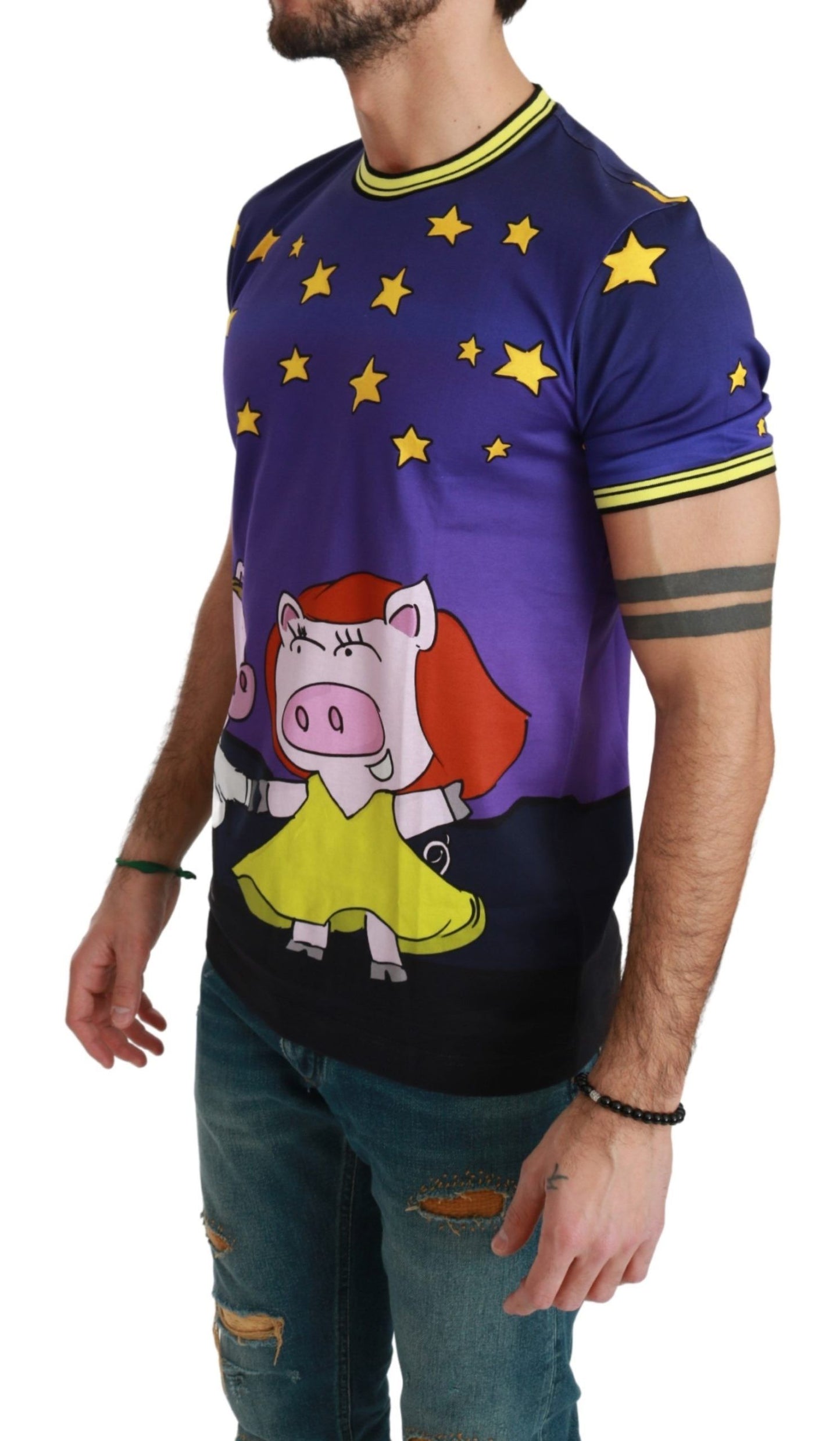 Dolce &amp; Gabbana Haut en coton violet T-shirt Année du Cochon 2019