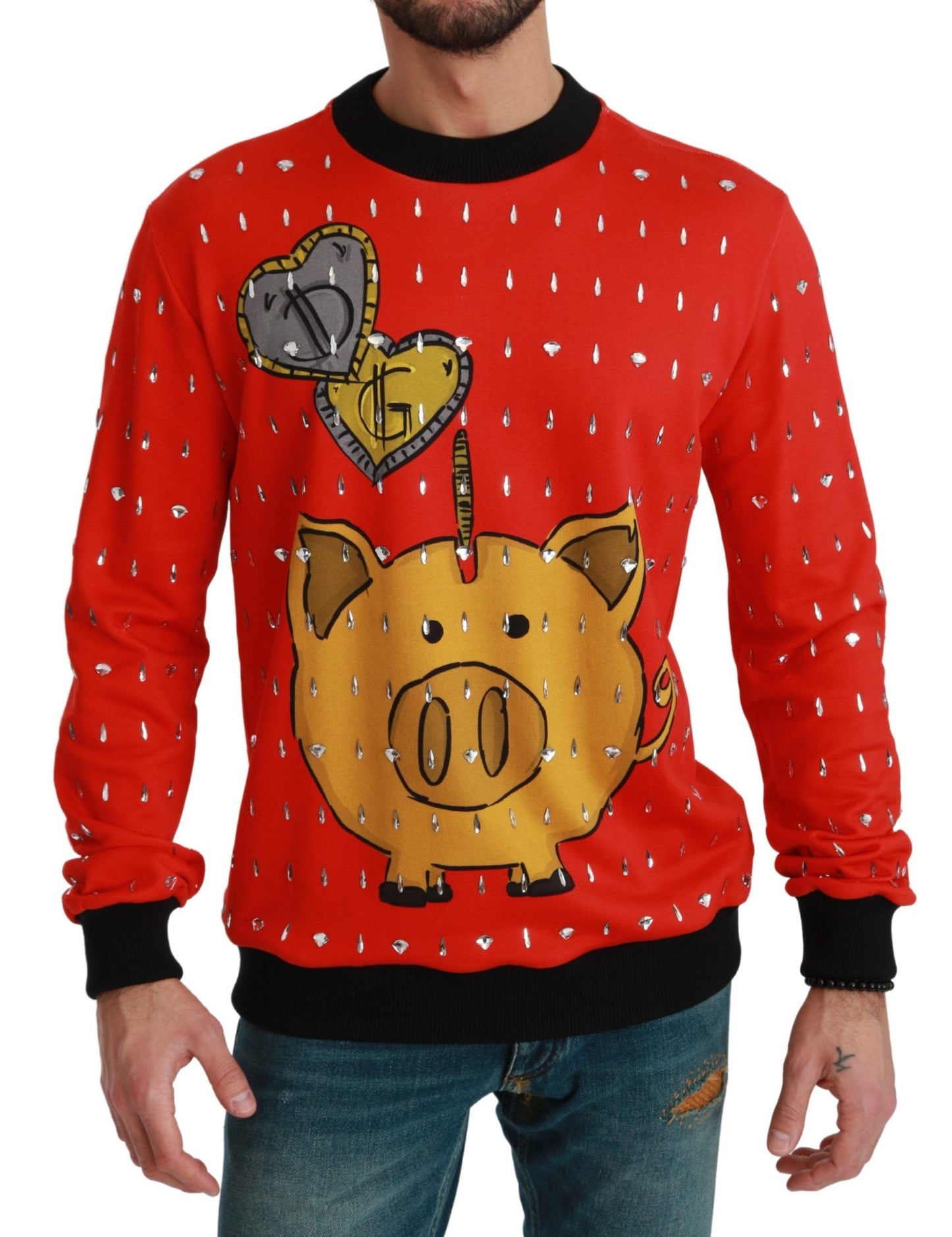 Dolce &amp; Gabbana Red Crystal Pig of the Year Pullover