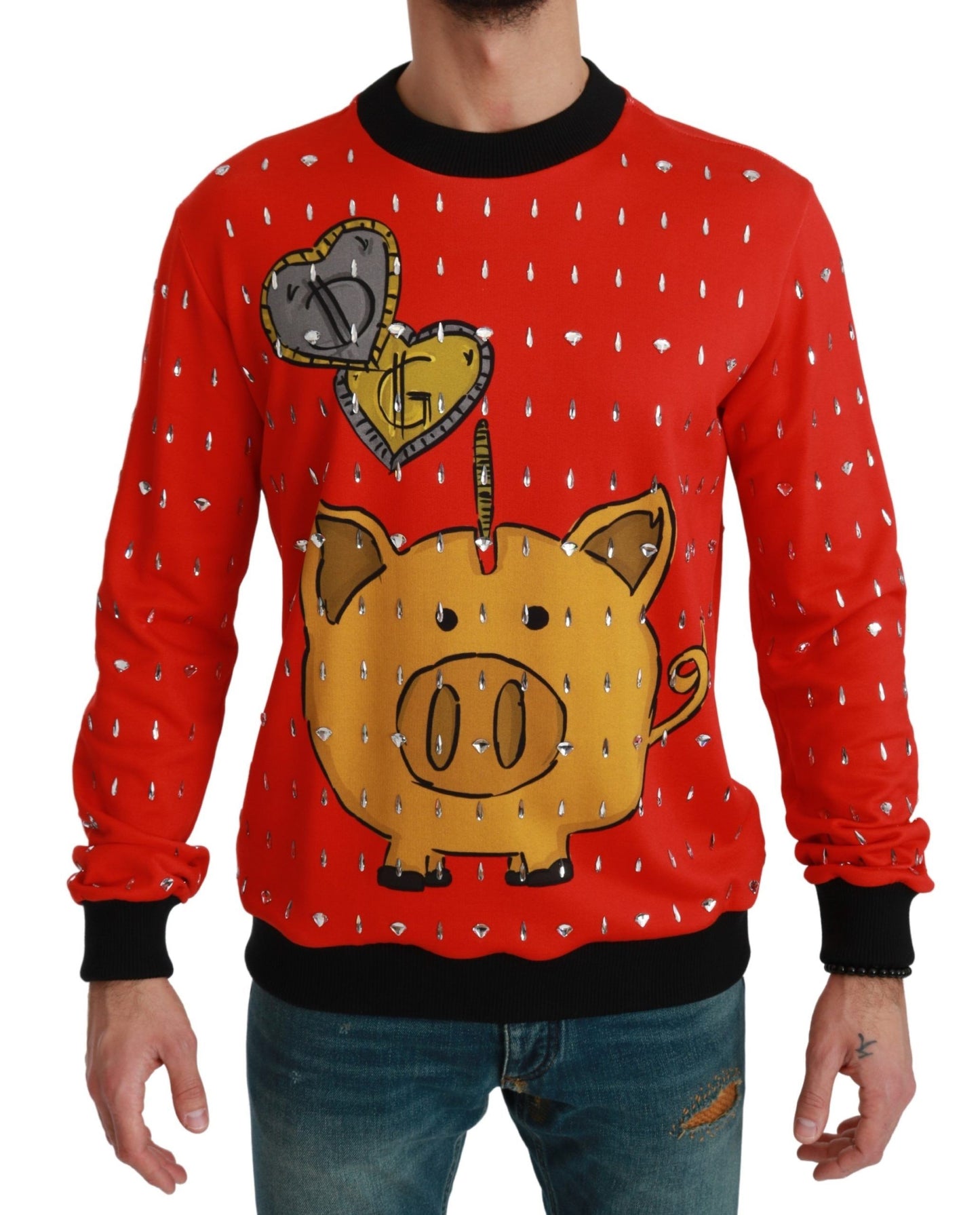 Dolce &amp; Gabbana Red Crystal Pig of the Year Pullover