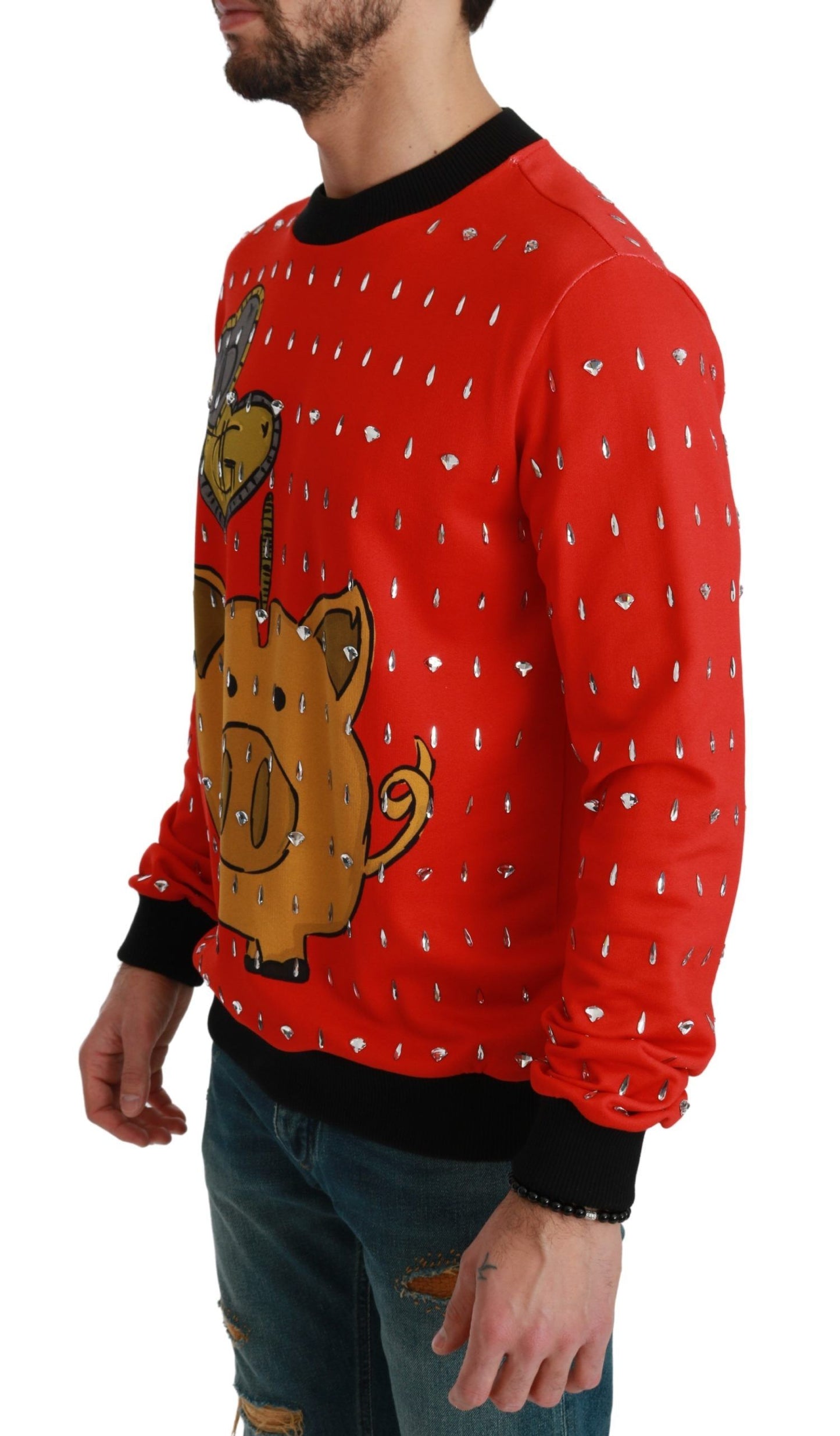 Dolce &amp; Gabbana Red Crystal Pig of the Year Pullover