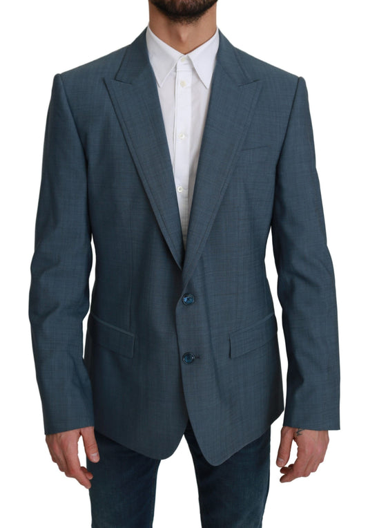 Dolce &amp; Gabbana Blazer en laine formel bleu à simple boutonnage