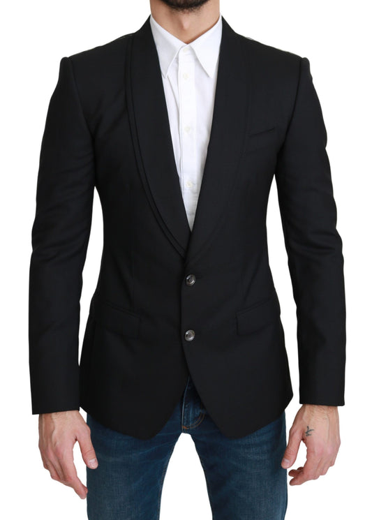 Dolce &amp; Gabbana Blazer en laine formel noir à simple boutonnage