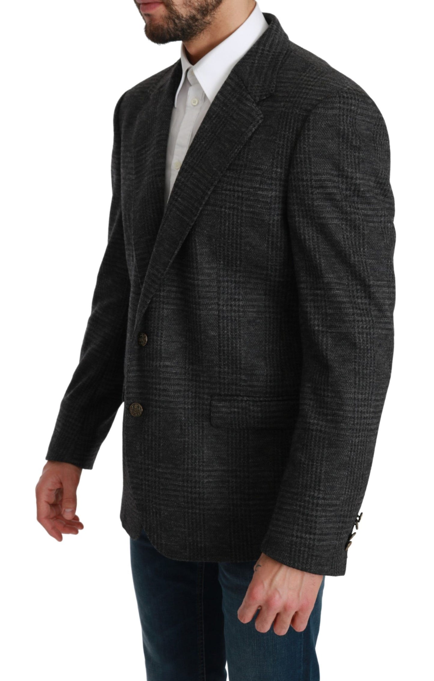 Dolce &amp; Gabbana Blazer formel en laine à carreaux gris