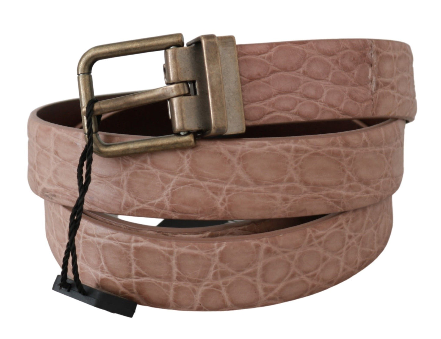 Dolce &amp; Gabbana Ceinture en cuir à boucle dorée en peau exotique beige