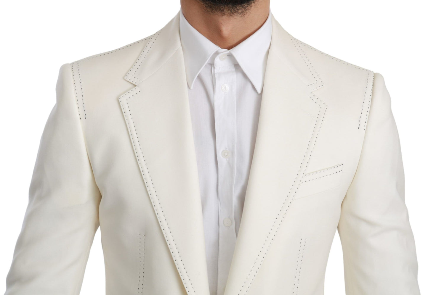 Dolce &amp; Gabbana SICILIA Cremefarbener einreihiger formeller Blazer