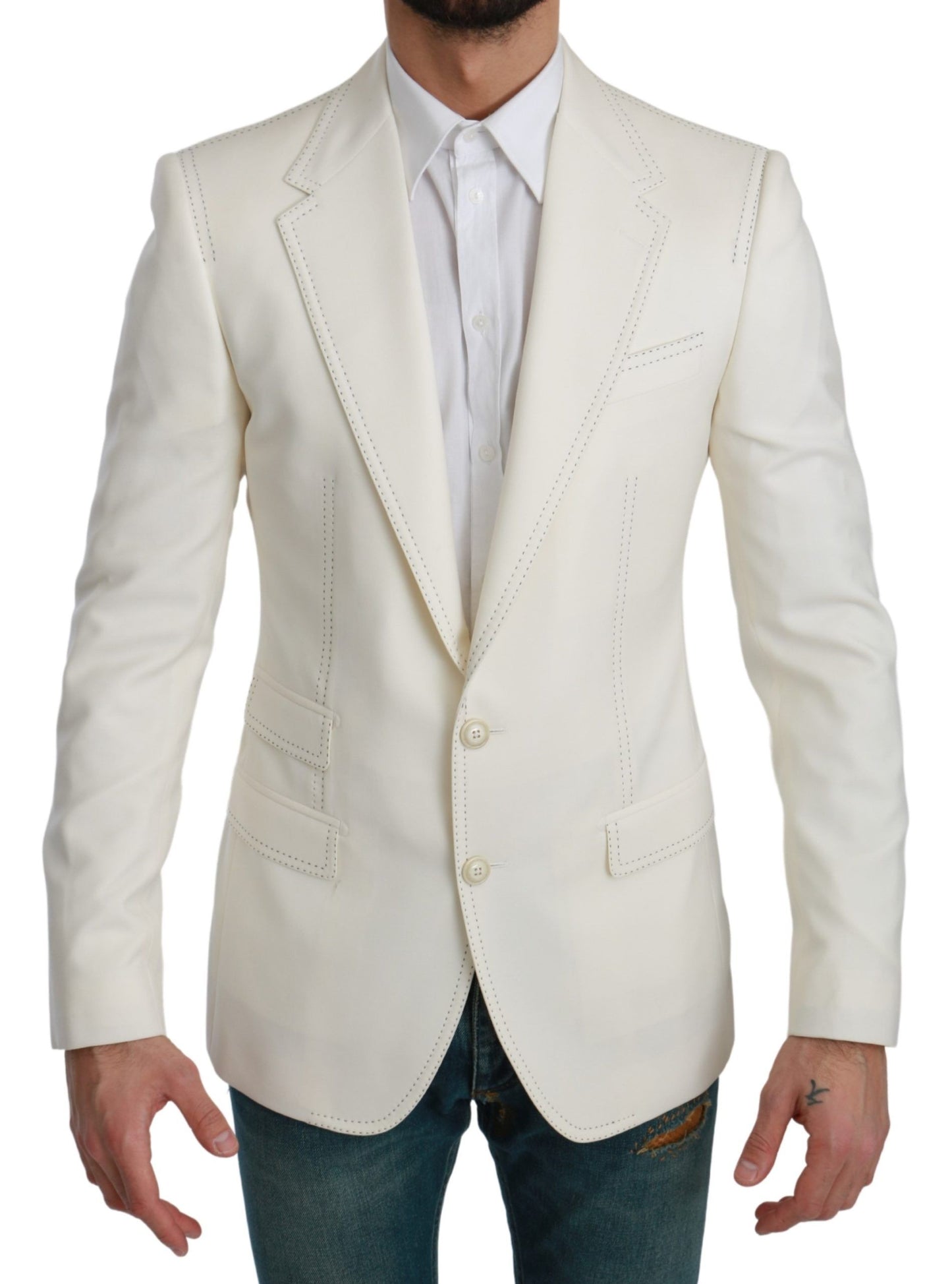 Dolce &amp; Gabbana SICILIA Blazer formel à simple boutonnage crème