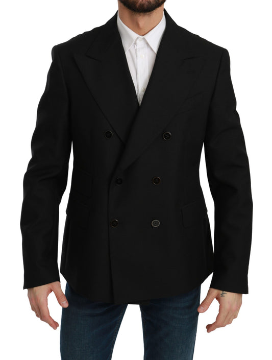 Dolce &amp; Gabbana Veste slim noire Manteau Blazer en laine