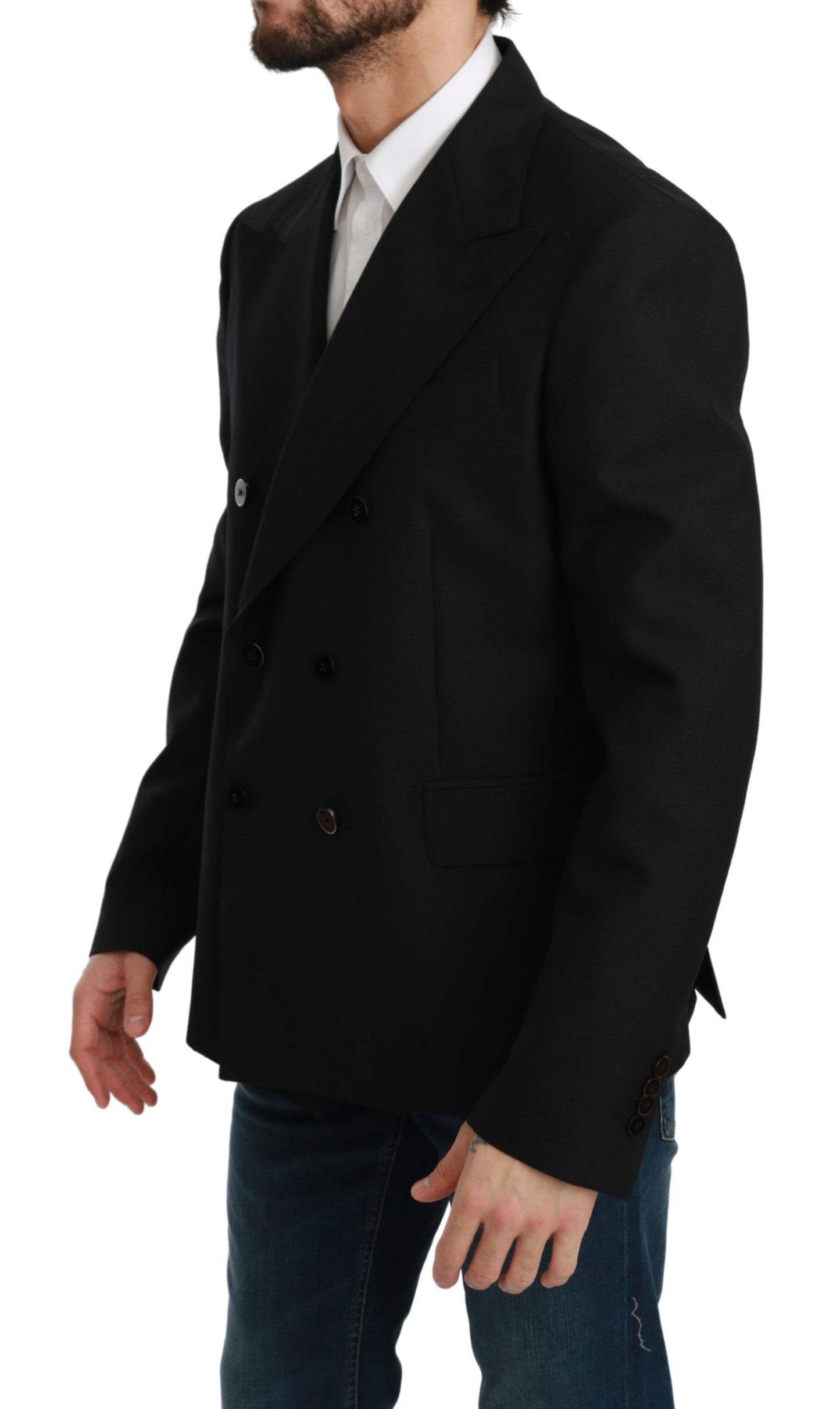 Dolce &amp; Gabbana Veste slim noire Manteau Blazer en laine