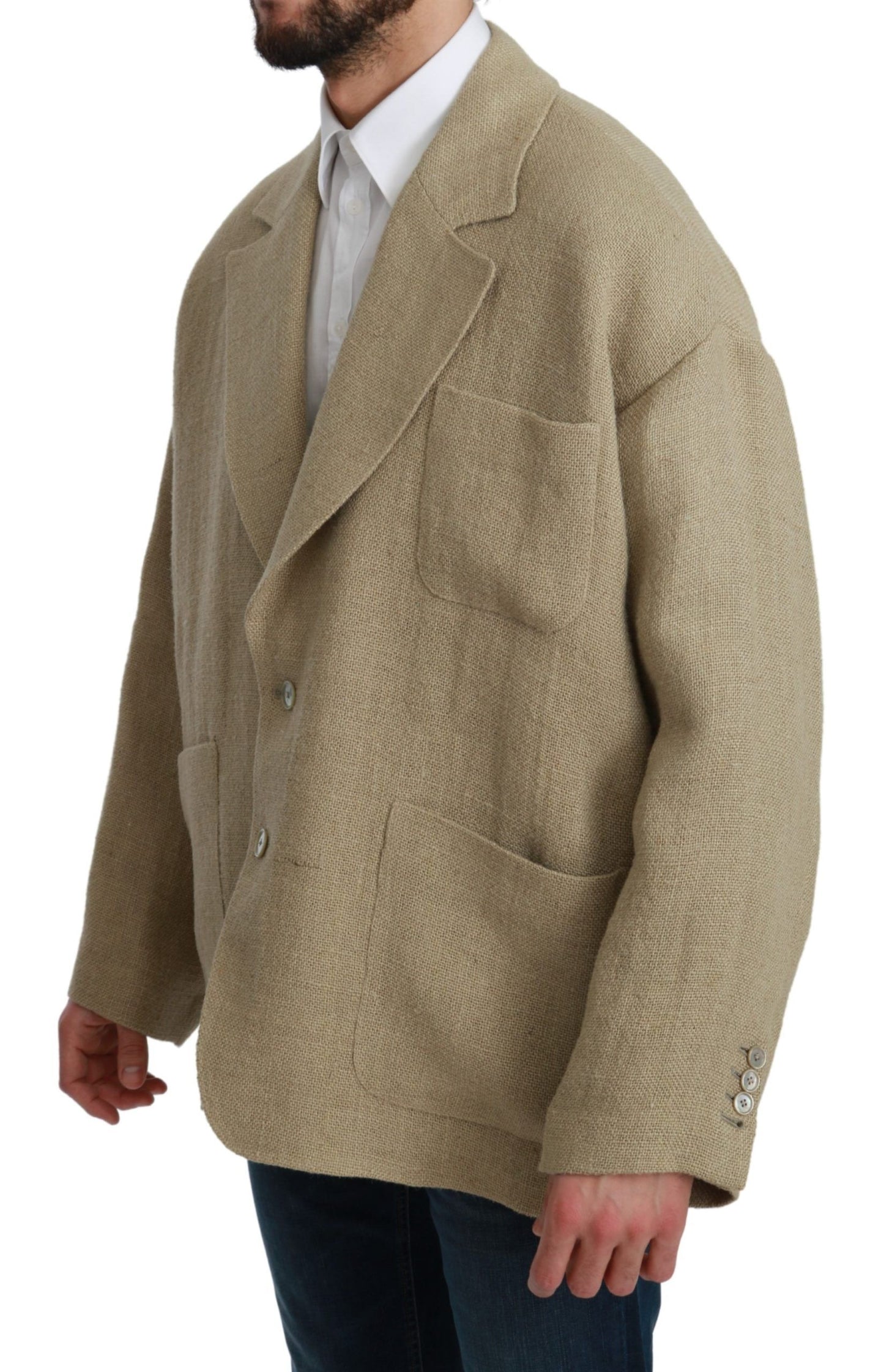 Dolce &amp; Gabbana Manteau Veste Beige Manteau Blazer 100% Jute