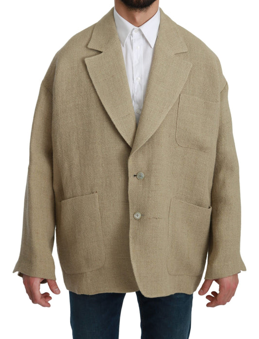 Dolce &amp; Gabbana Manteau Veste Beige Manteau Blazer 100% Jute