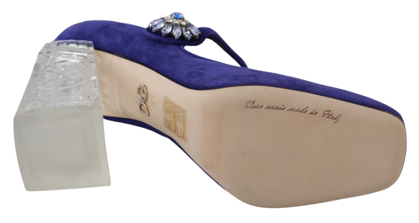 Dolce &amp; Gabbana Chaussures à talons en daim violet avec cristaux