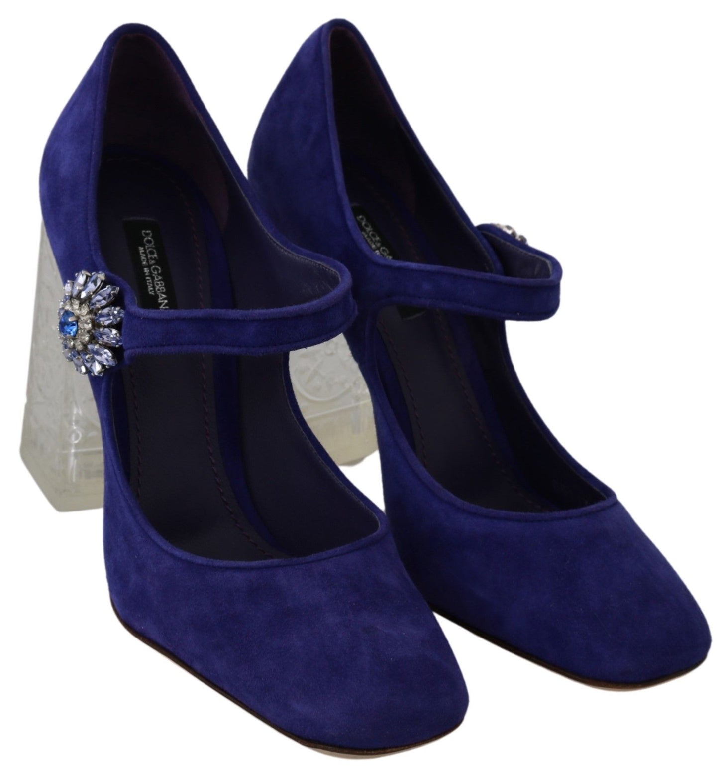 Dolce &amp; Gabbana Chaussures à talons en daim violet avec cristaux