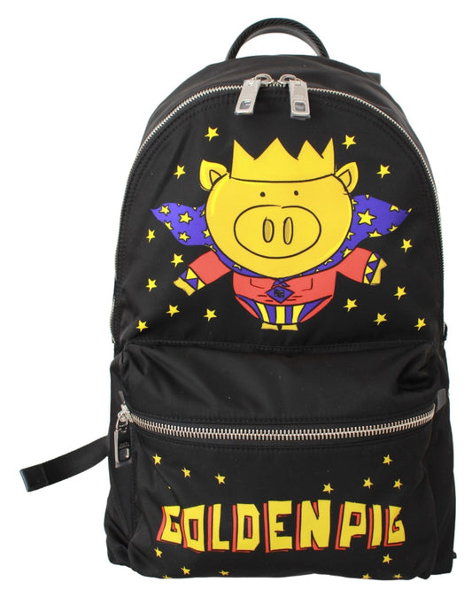 Dolce &amp; Gabbana Schulrucksack „Schwarzes goldenes Schwein des Jahres“.