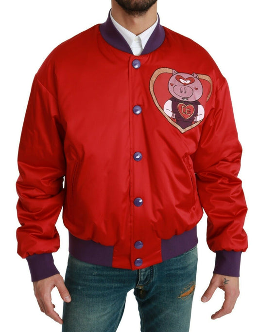 Dolce &amp; Gabbana Blouson aviateur rouge ANNÉE DU COCHON