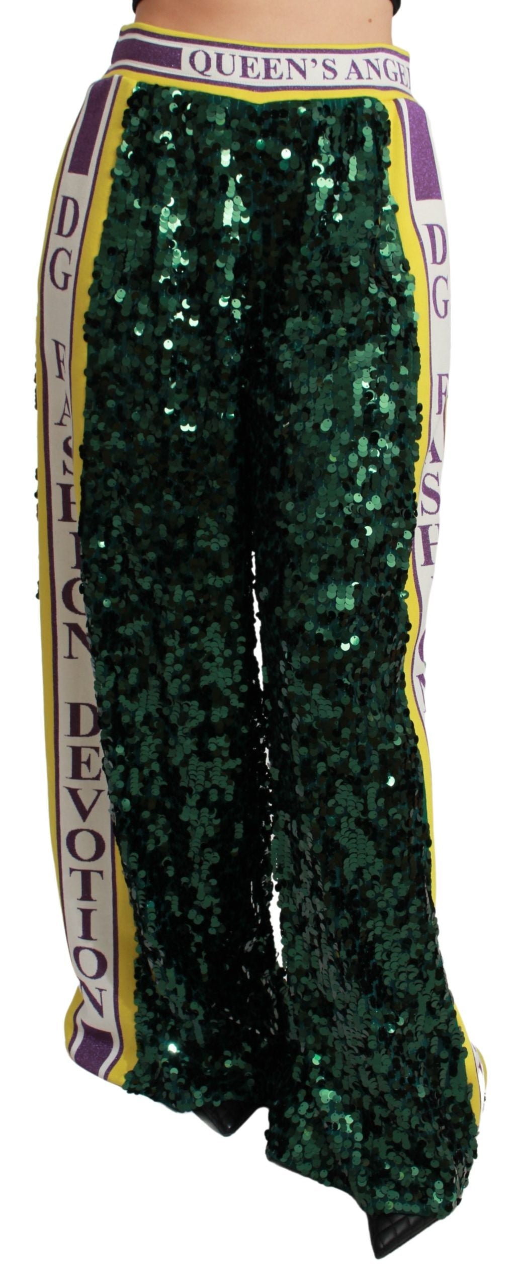 Dolce &amp; Gabbana Pantalon à sequins vert Pantalon Queens Angel