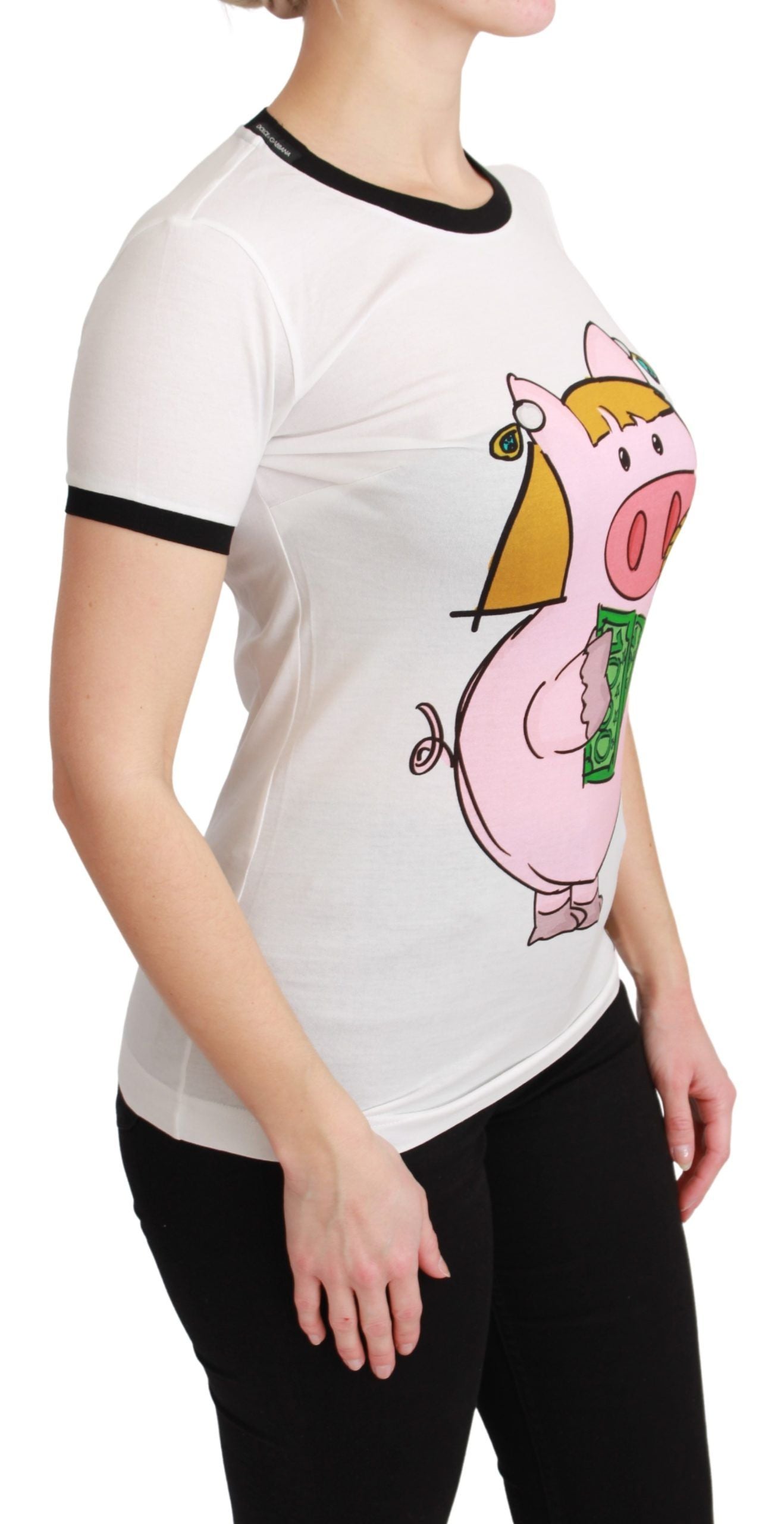 Dolce &amp; Gabbana T-shirt en coton blanc ANNÉE DU COCHON