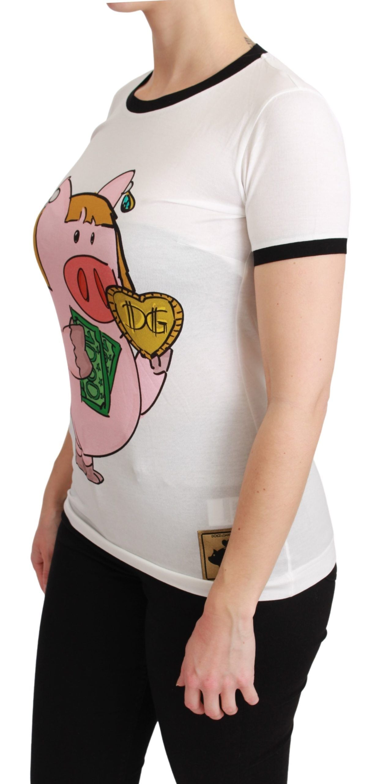 Dolce &amp; Gabbana T-shirt en coton blanc ANNÉE DU COCHON