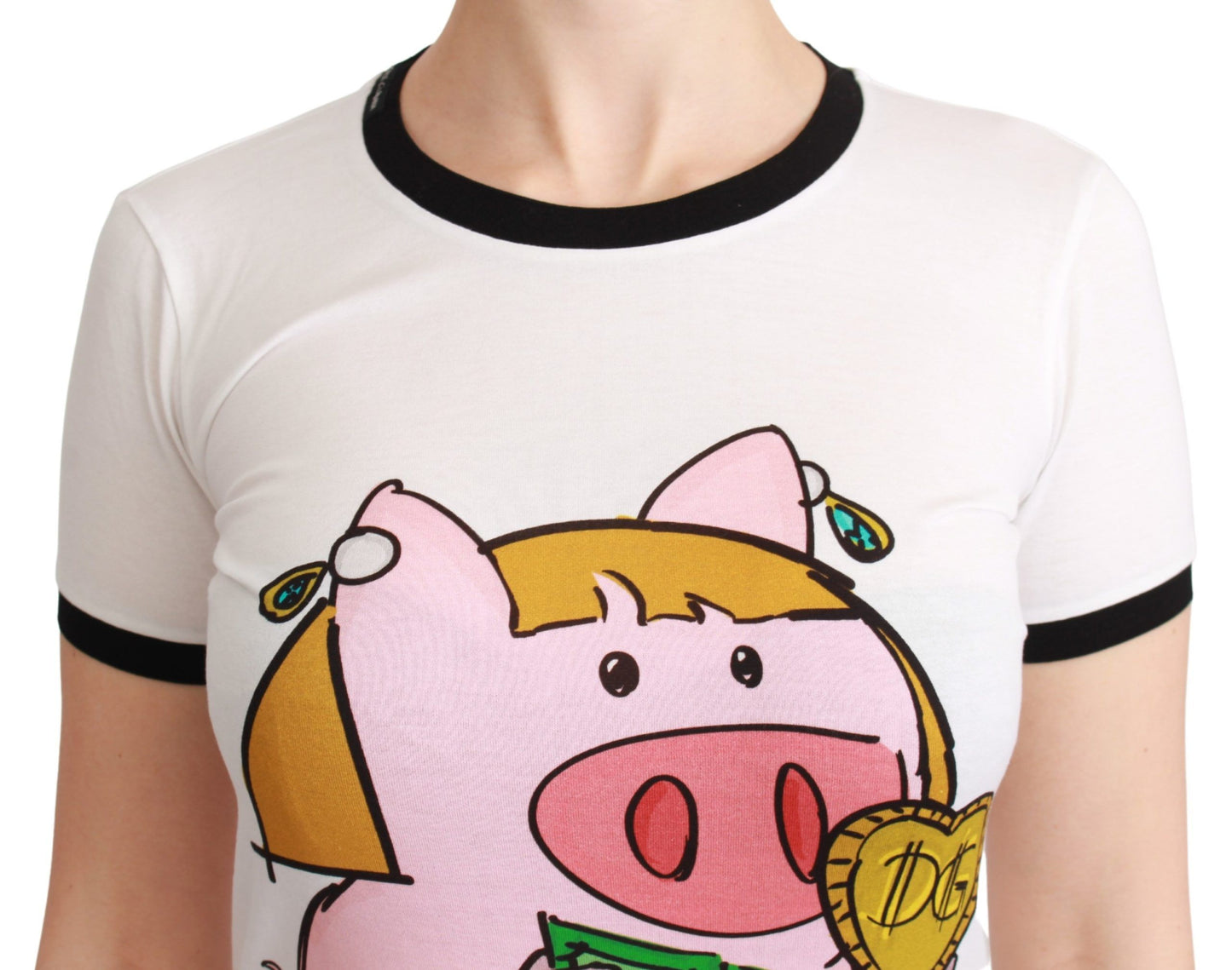 Dolce &amp; Gabbana T-shirt en coton blanc ANNÉE DU COCHON