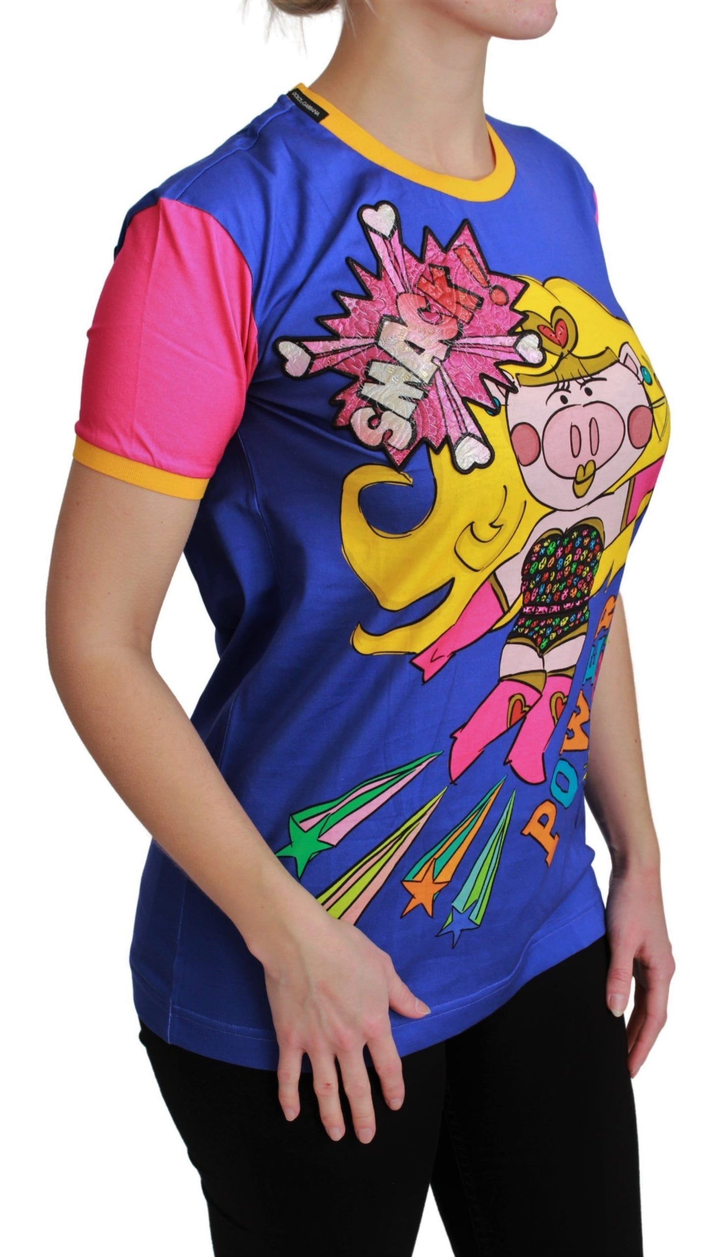 Dolce &amp; Gabbana T-shirt violet PIG SUPERGIRL en coton