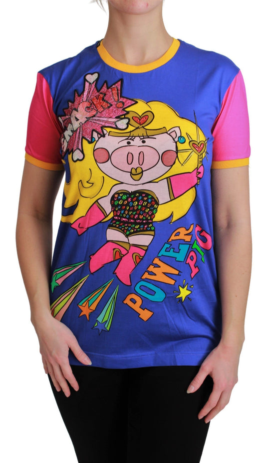 Dolce &amp; Gabbana T-shirt violet PIG SUPERGIRL en coton